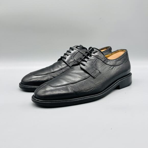 Mezlan Shoes Mens 9 Black Leather Apron Toe Derby Oxford Lace Up Dress Classic